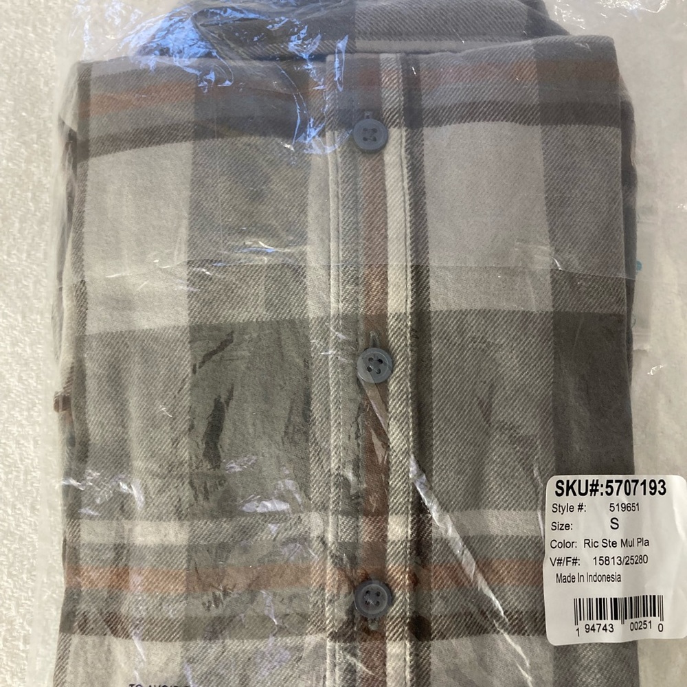 Lands' End womens Gray and Brown flannel Plaid Shirt - Picture 2 of 3